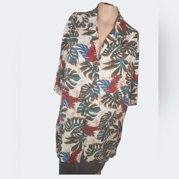 Hilo Hattie The Hawaiian Original Leaf Print Rayon Shirt - Picture 1 of 2